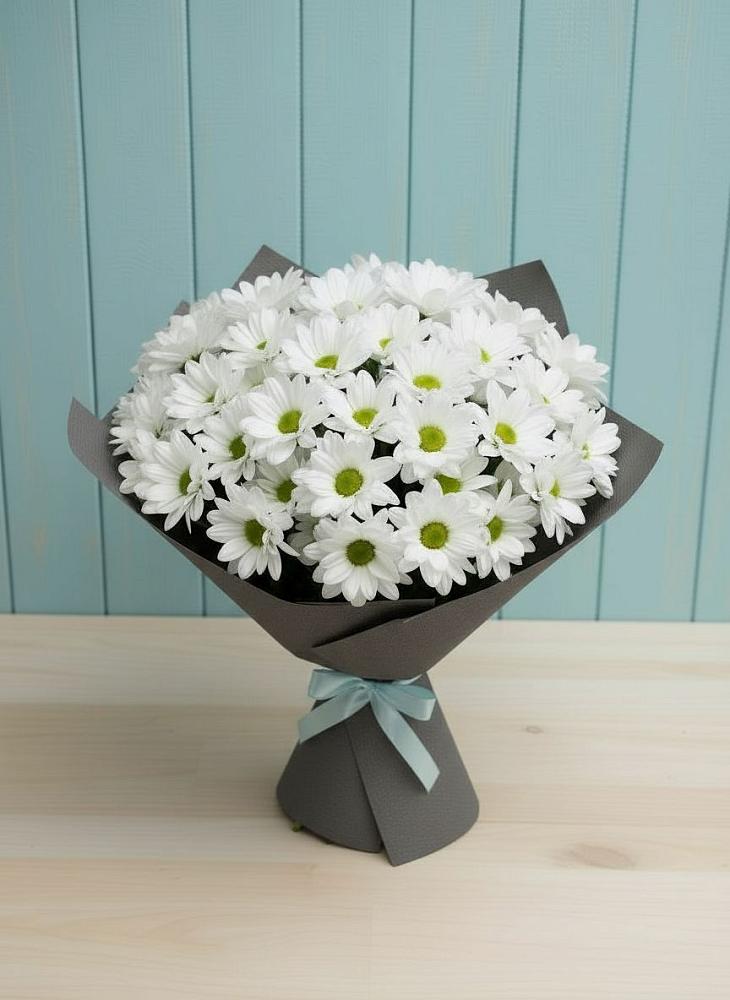 Букет белые хризантемы в Новом Костеке Букет цветов из: Хризантемы в Новом Костеке