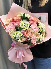 Букет нежные объятья в Новом Костеке Букет цветов из: Гвоздики, Розы и Хризантемы в Новом Костеке