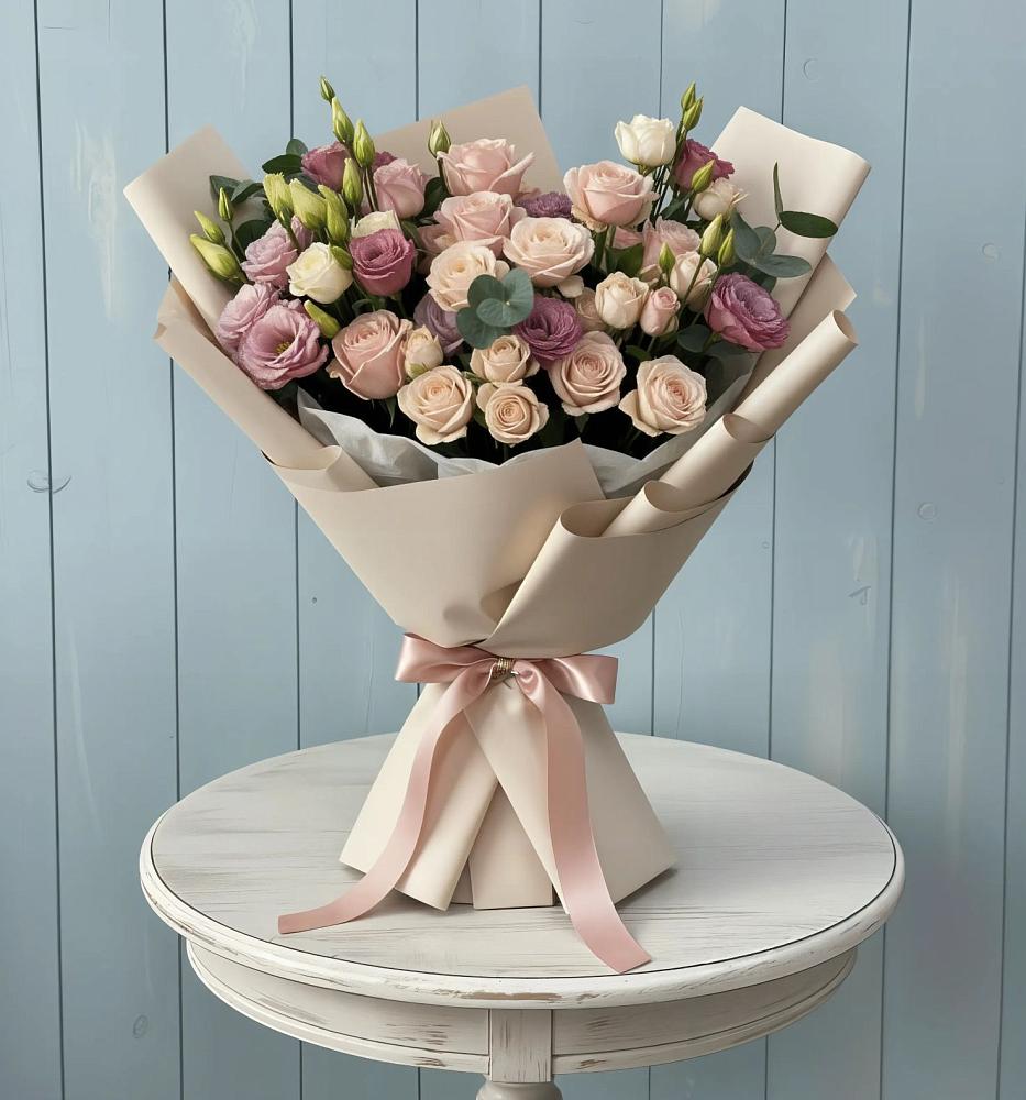 Букет бодрость в Новом Костеке Букет цветов из: Розы и Лизиантусы в Новом Костеке